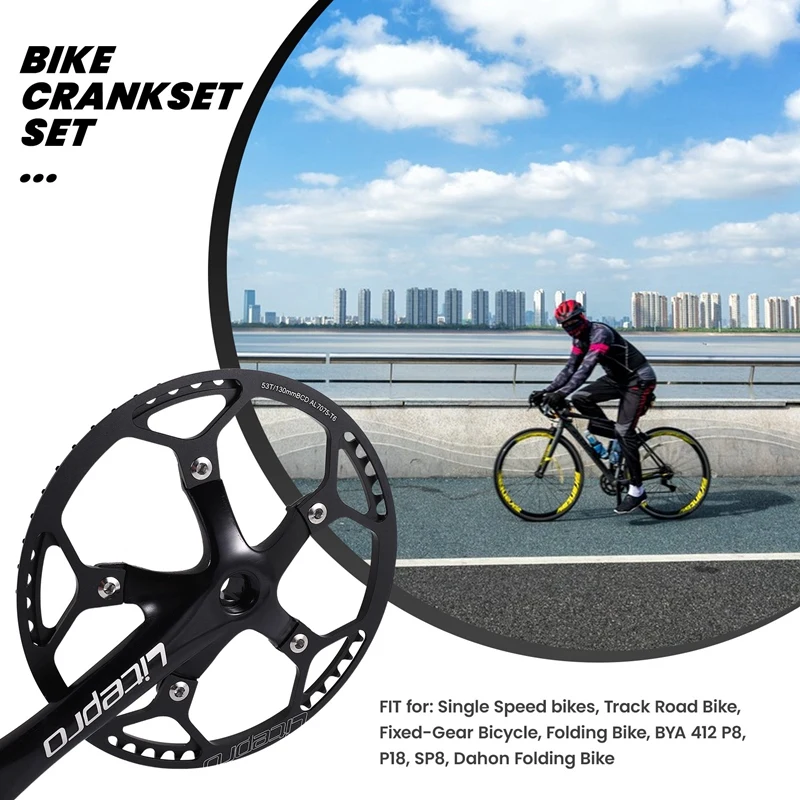 Single Speed Crankset 53T 170Mm Crankarms Folding Bike Crankset With Protective Cover For Bike Track Road Bicycle