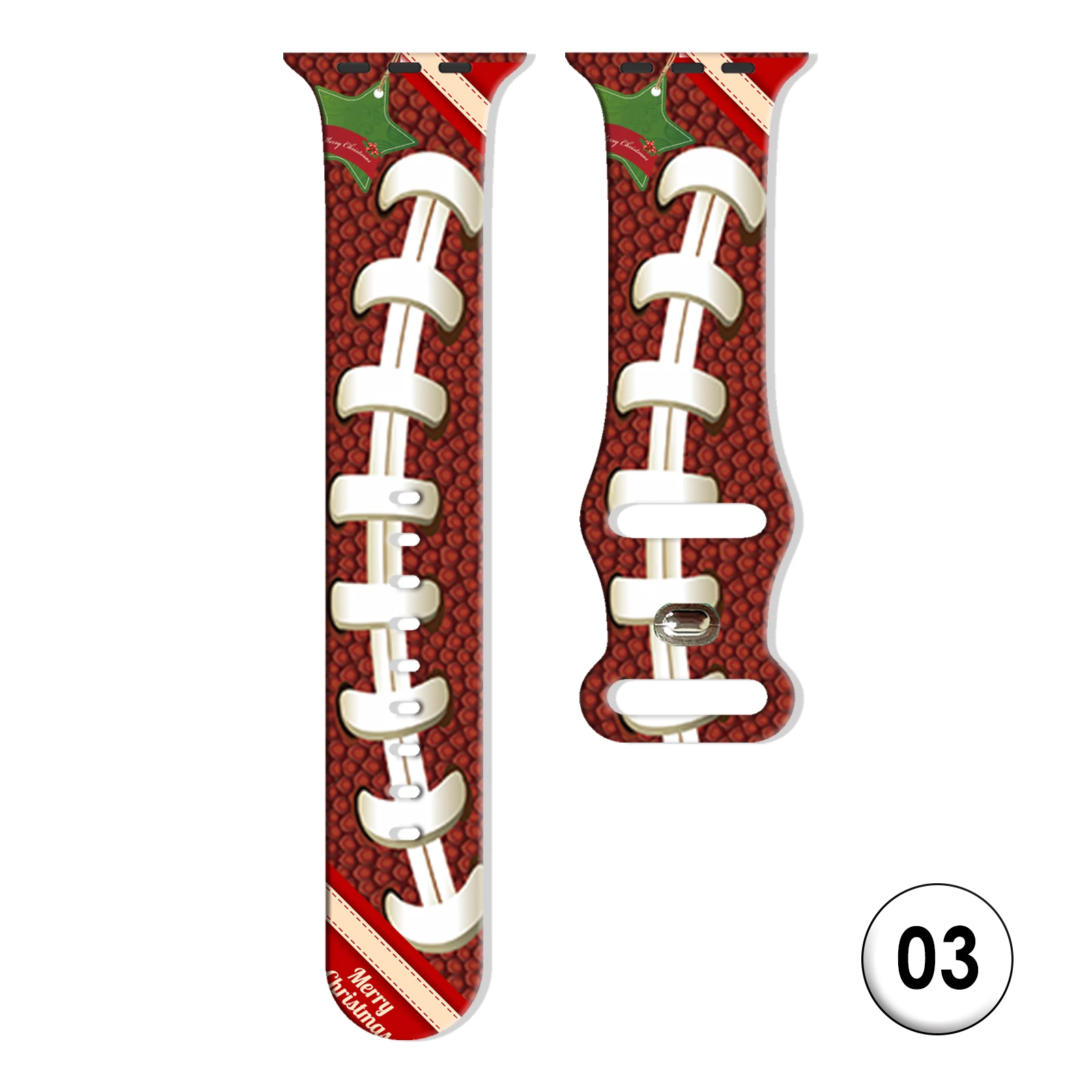 

Happy Christmas Ball Printed Strap for Apple Watch 11 10 9 Silicone Band Replaceable Bracelet for iWatch 46/44/42/41mm Watchband