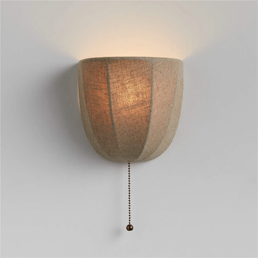 American vintage linen lampshade wall lamps decorate living room lamp French villa bedroom art deco