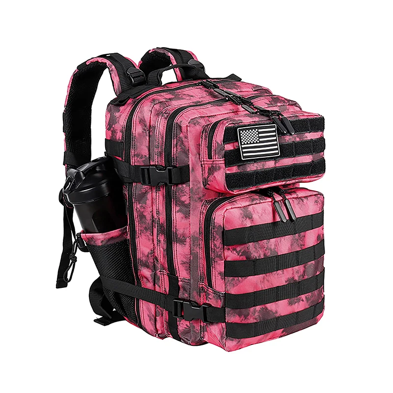 LHl 35L Tactical Gym Backpack Tie-dye Waterproof Outdoor Hiking Camping Back Pack Travel Sports Workout Bag with Bottle Holder