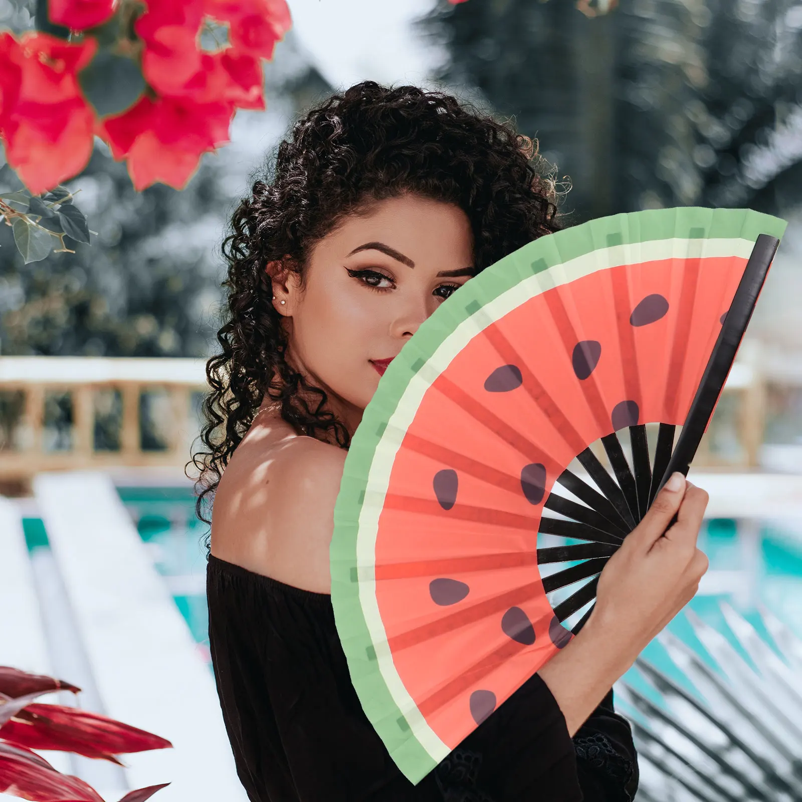 

Japanese Style Folding 24 Watermelon Print Hand for Party Gifts Weddings Decorative Craft Fan Folding Fan Japanese