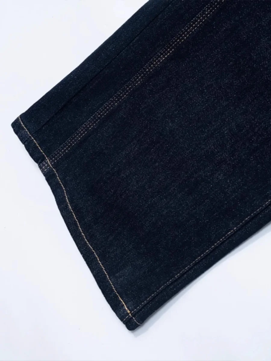 Deep Blue Slim Fit Jeans High Waist Straight Leg Floor Length Wide Leg Pants Versatile Loose Fitting Slimming Effect