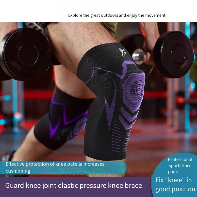 Basketball Long Knee Pads Sets,Men's Stretch Fitness Anti-collision Compression Knee Pads Silicone Pads,Running Sports Knee Pads