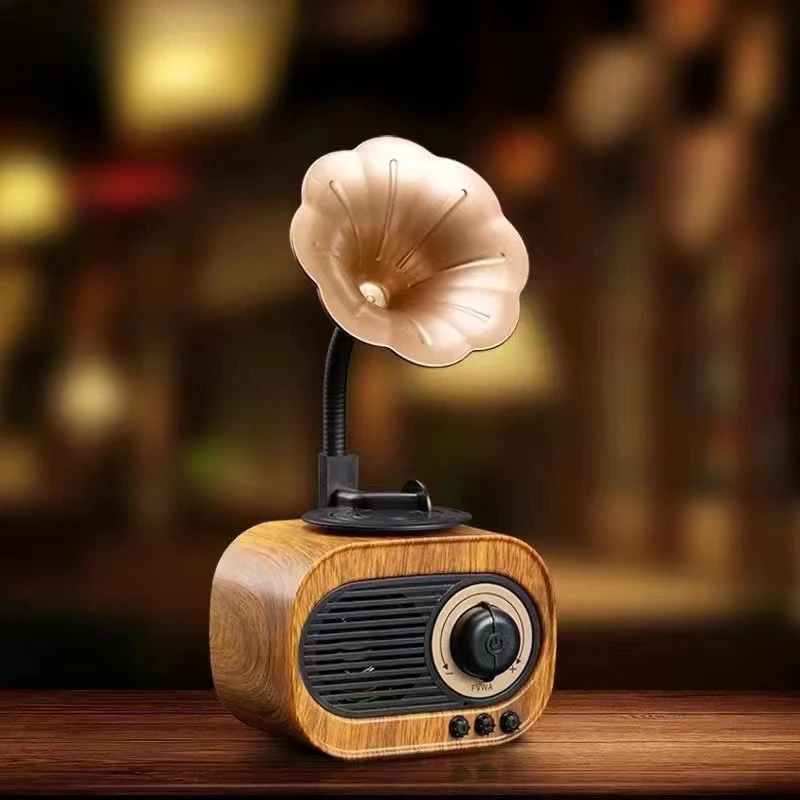 Retro Wood Bluetooth Speaker Portable Wireless Mini Outdoor Sound System with TF FM Radio Music MP3 Subwoofer