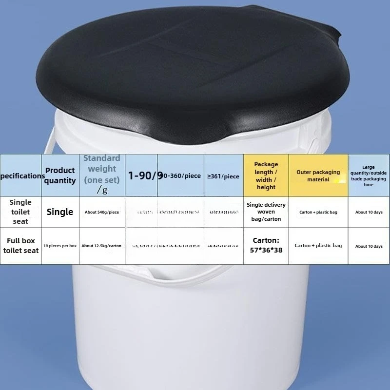 Toilet Stool, Outdoor Portable Removable Toilet 20L Large-capacity Toilet Cover Plastic Bucket with Handle