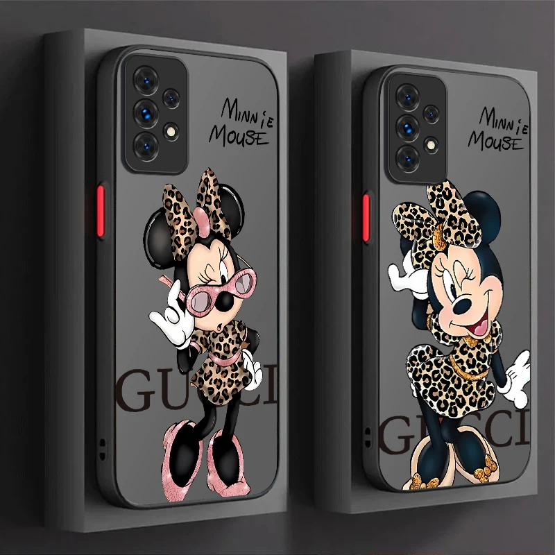 Leopard Print Minnie Case for Samsung Galaxy A16 A26 A36 A56 A05 A05S A15 A25 A35 A55 A14 A34 A54 A13 A33 A53 A22 A32 A52 A52S