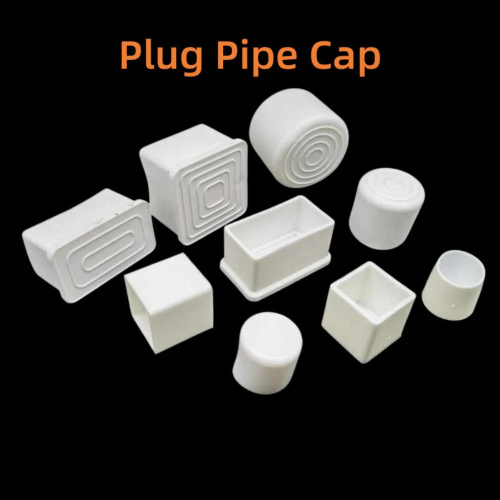 Durable White PVC Furniture Foot Tips, Round & Square Pipe End Caps, Anti-Scratch Floor Protectors for Chair Legs, Table Feet
