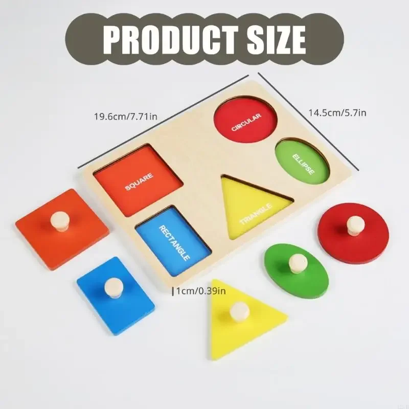 Rompecabezas geométrico educativo madera, rompecabezas con forma fija, juguete para preescolar, coordinación mano-ojo, ayuda