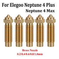 Brass Nozzle for Elegoo Neptune 4 Max, Neptune 4 Plus 3D Printer Accessories Nozzles 0.2/0.4/0.6/0.8/1.0mm 1.75mm Filament Nozzl