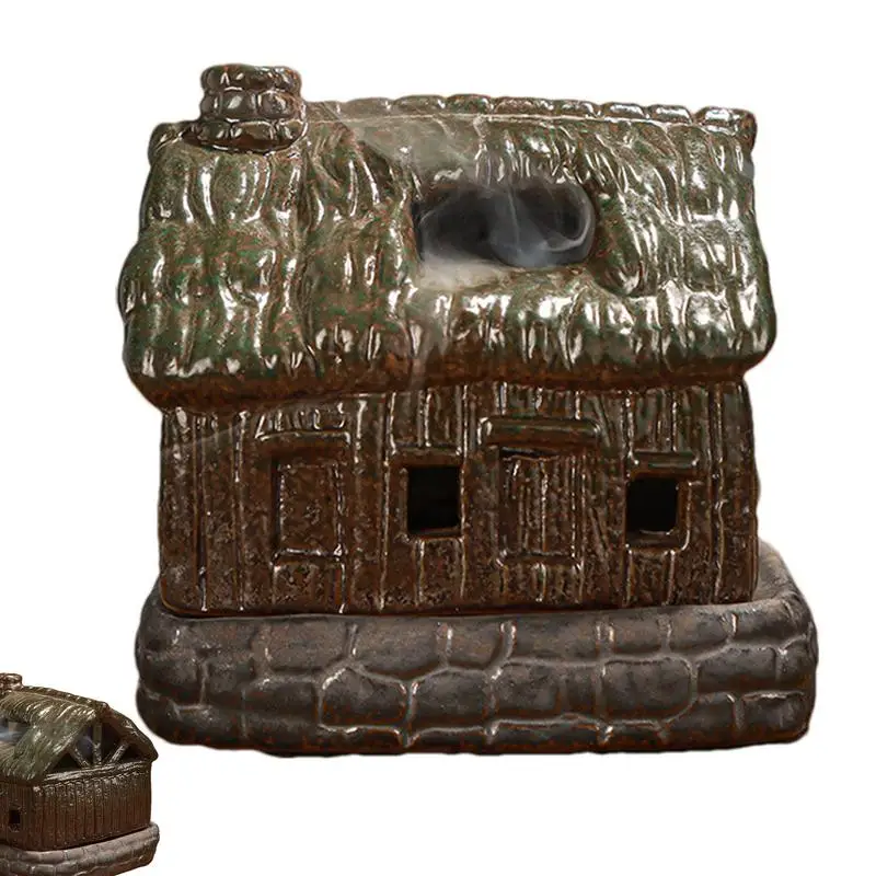 

House Incense Burner Ceramic Log Cabin Incense Burner Indoor Incense Burner For Table Decorations Home Decoration For Meditation