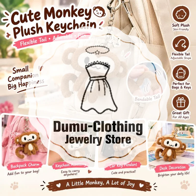 Soft And Cute Love Monkey Plush Keychain Cute Cartoon Doll Pendant Versatile Backpack Pendant Girl