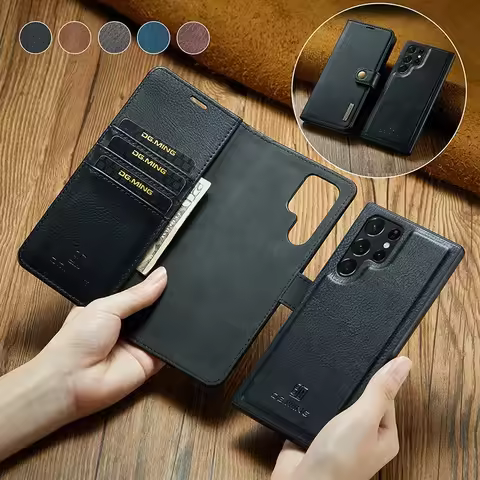 For Samsung Galaxy A36 A55 A54 A53 S20 S21 S22 Plus S23 S24 FE S25 Ultra Detachable Leather Wallet Card Holder Anti-knock Case