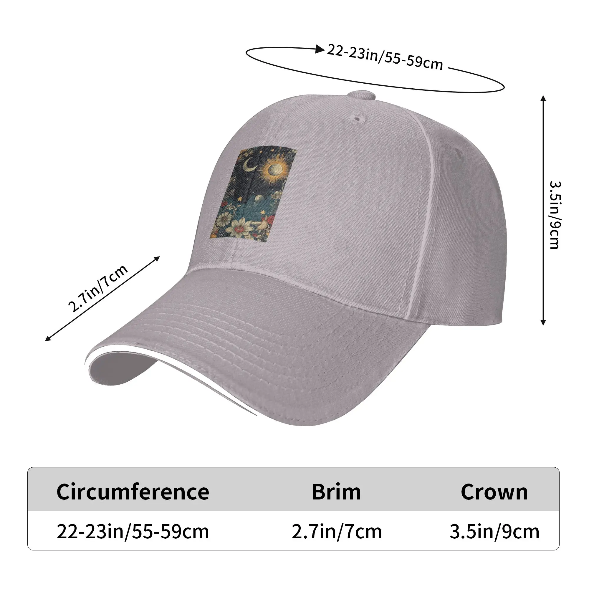 Trendy Sun Moon Boho Cosmos Astrology Cap Casual Baseball Caps Adjustable Hat Hip Hop Summer Unisex Baseball Hats Customizable