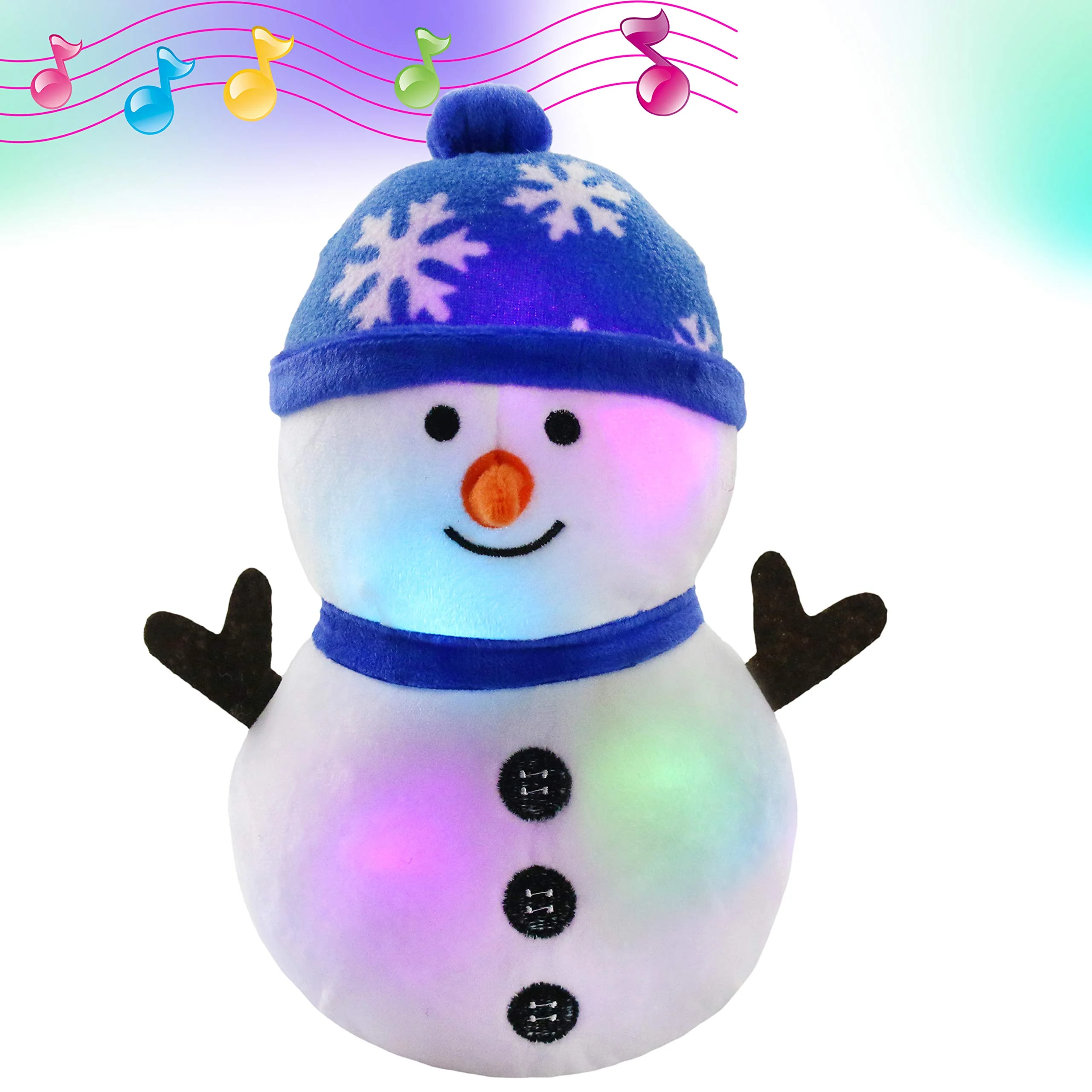 LED Light Musical Glow Stuffed Toy Animals Snowman Christmas Birthday Gift Luminous Lullabies Plush Toys for Girls Kids