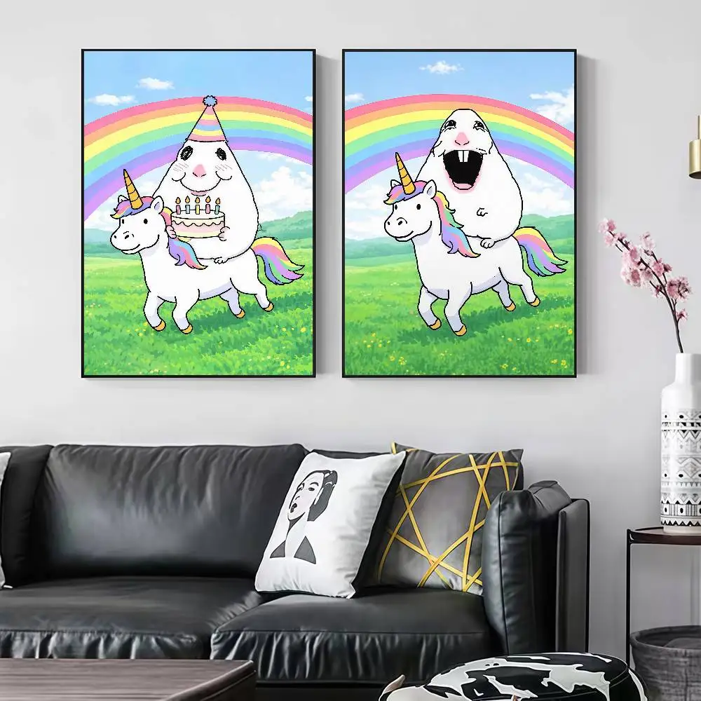 Cute Funny Hamster MeMe Peelable Self-adhesive Poster Stickers Are Suitable For Frameless Wall Decoration In A Room