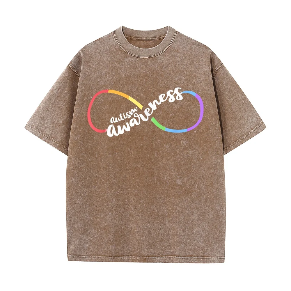 Autism Awareness Autistic Acceptance Rainbow Infinity Symbol T-Shirt 키티 Luxury Brands Man Clothes Big Size Gift Humor Shirt
