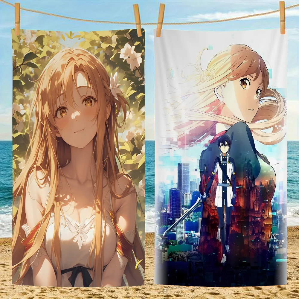 Sword Art Online Bath Towel Microfiber Soft Water Absorbing Breathable For Girl Kids Decorative Cartoon Beach Towel