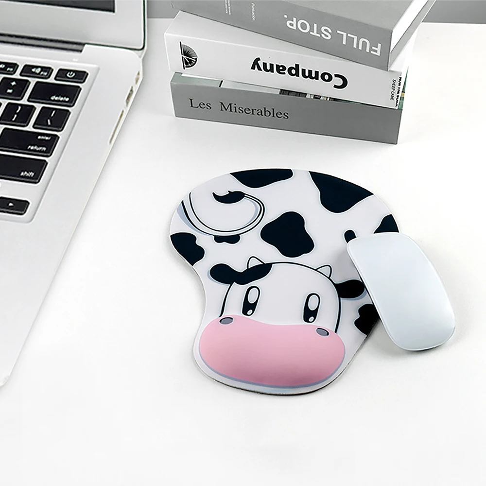 1PC Mouse Pad Cow Ergonomic Mouse Pad with Wrist Support Non-Slip Rubber Base Mouse Pad with Wrist Support For Computer Supplies