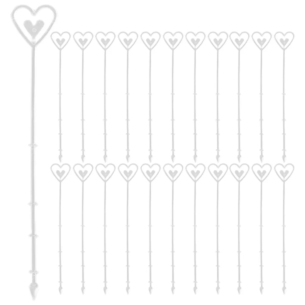 100 Pcs Transparent Plastic Heart-shaped Flower Card Holder Set Florist Supply Gift Memorandum Clear Picks Floral Giftcard