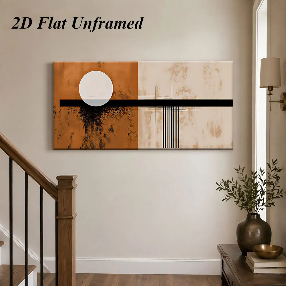 (1PC Unframe)1 modern abstract frameless decorative painting with simple lines, circular elements, modern style, 2D plan
