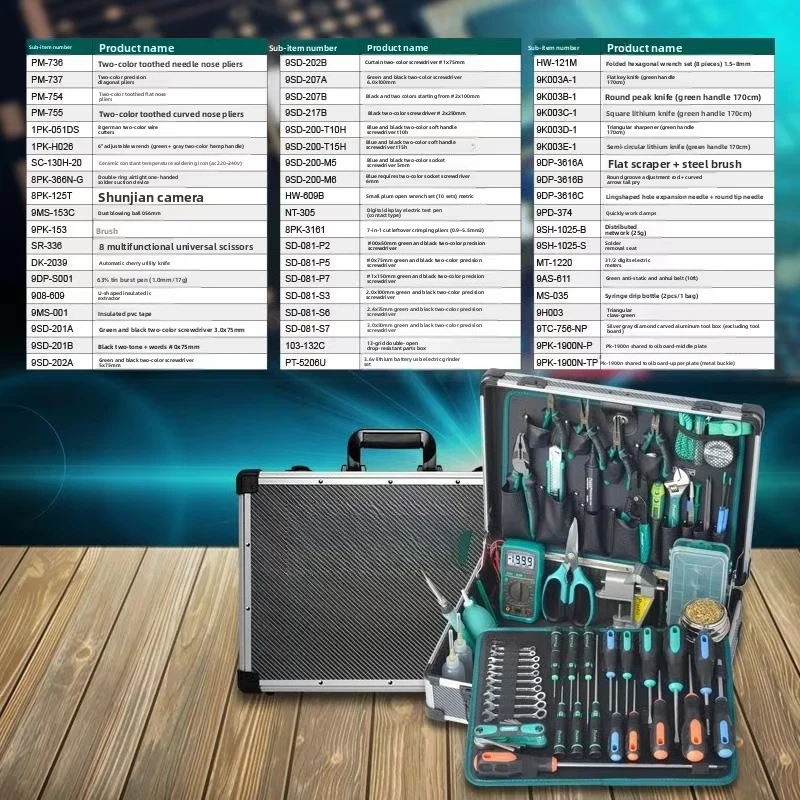 Profesjonalny zestaw narzędzi elektrycznych PK-1900NH, lutownica, nożyczki, etui do naprawy instrumentów