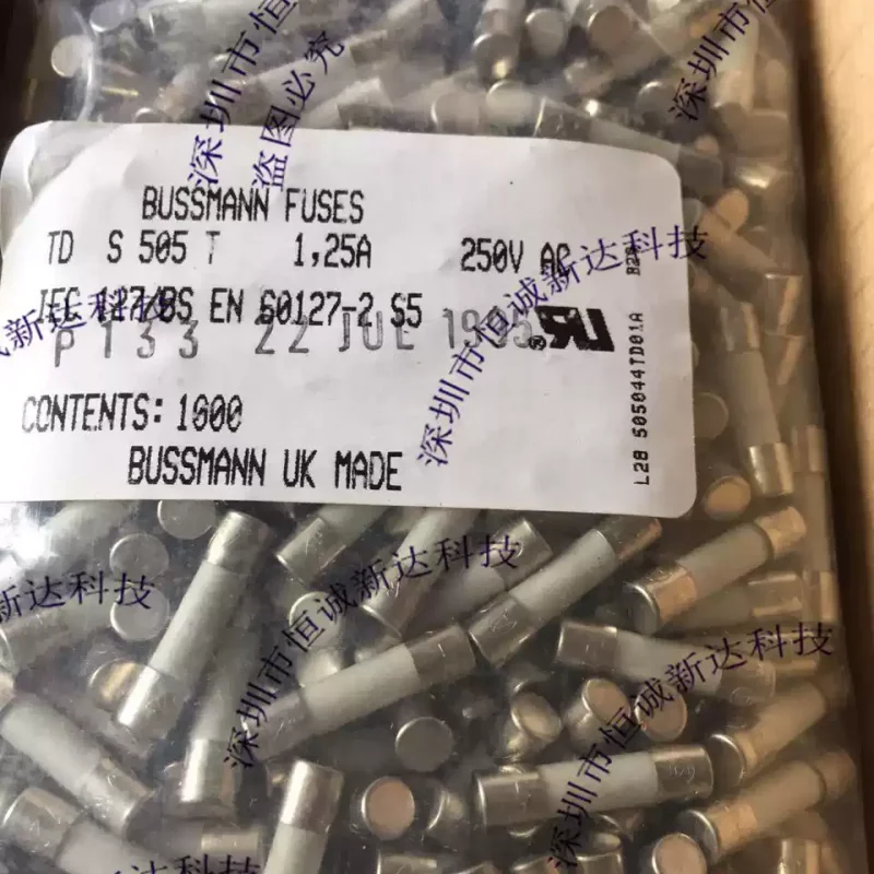 30-100pcs BUSSMANN TDS505T1.25A 250V 5x20 ceramic slow melting 1.25A fuse tube