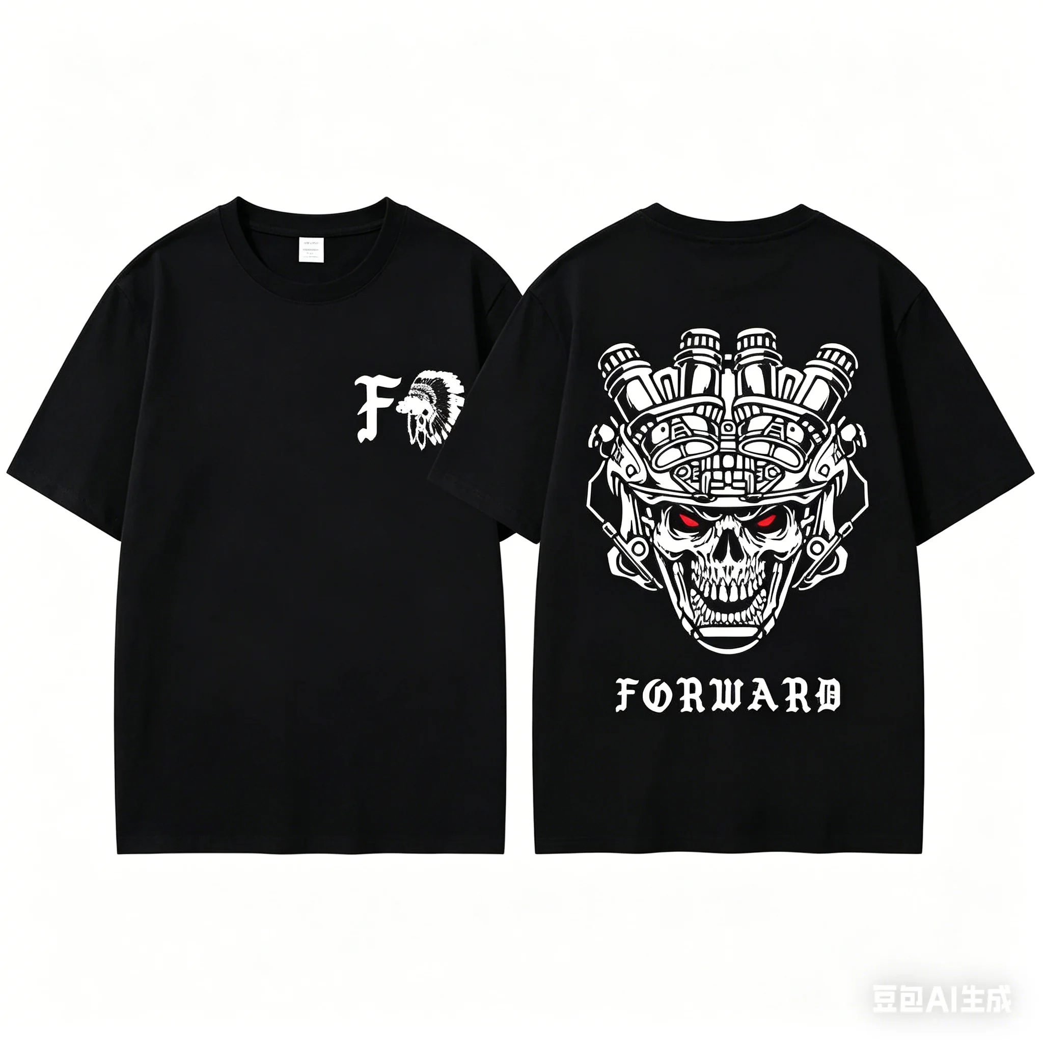 Edgy Mechanical Skull Forward Print on Premium 100% Cotton Mens T shirt Perfect for Summer Streetwear and Bold Dark Style