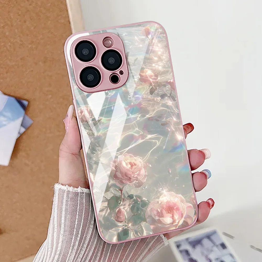 

Rose Flower Phone Case For Samsung A16 A17 A56 A55 5g Case S25 S24 S23 Ultra A26 A54 A53 A36 A25 A34 A15 Tempered Glass Cover