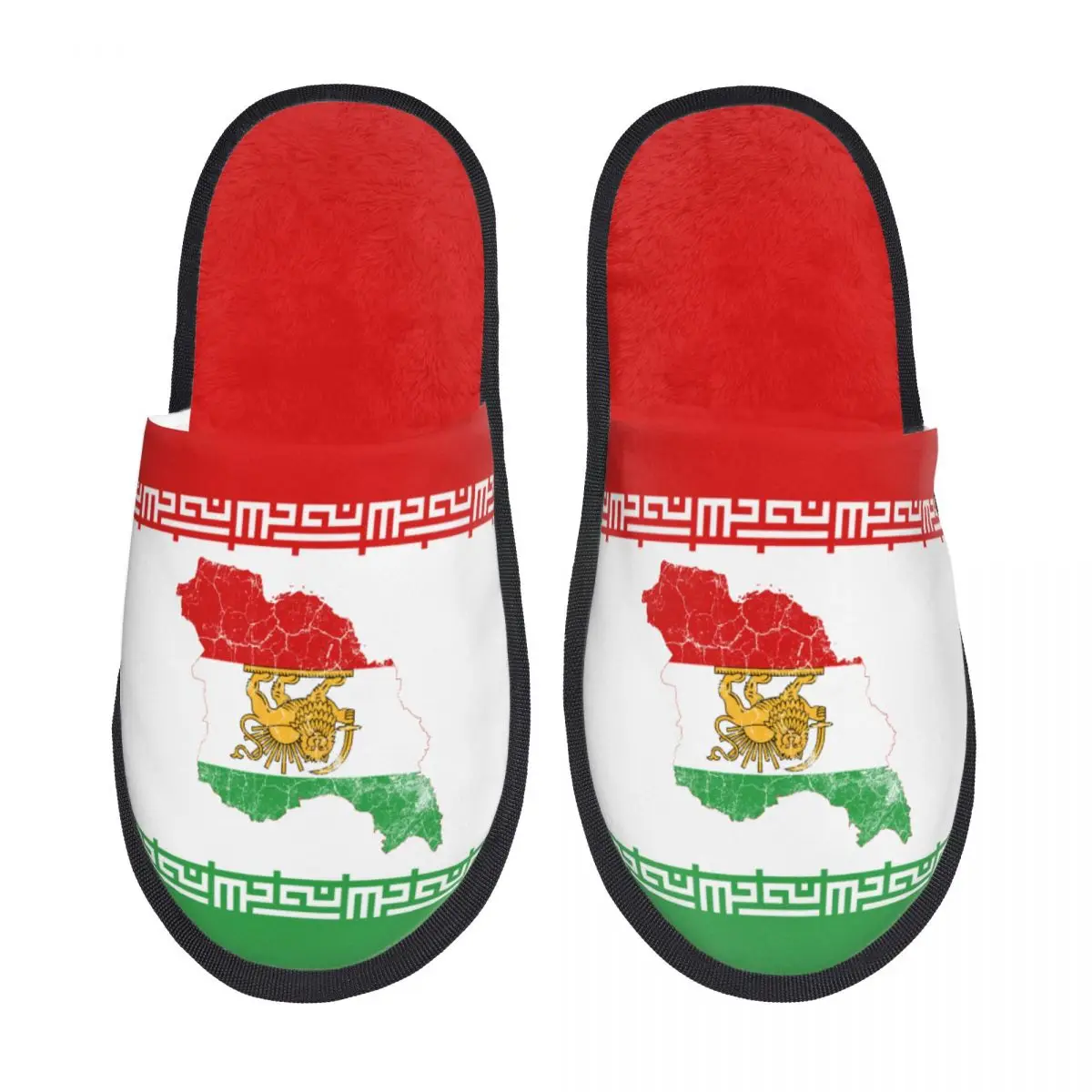

Custom Iran Flag Map With Lion And Sun Emblem Soft Memory Foam House Slippers Women Vintage Cozy Warm Anti-Skid Slipper