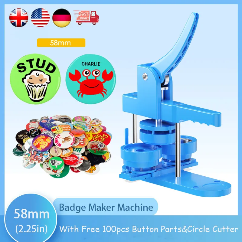 

Press Machine for DIY Pin Badge, Punch Maker, Installation Free, Button Parts, 58mm, 2.25in, 100 PCs