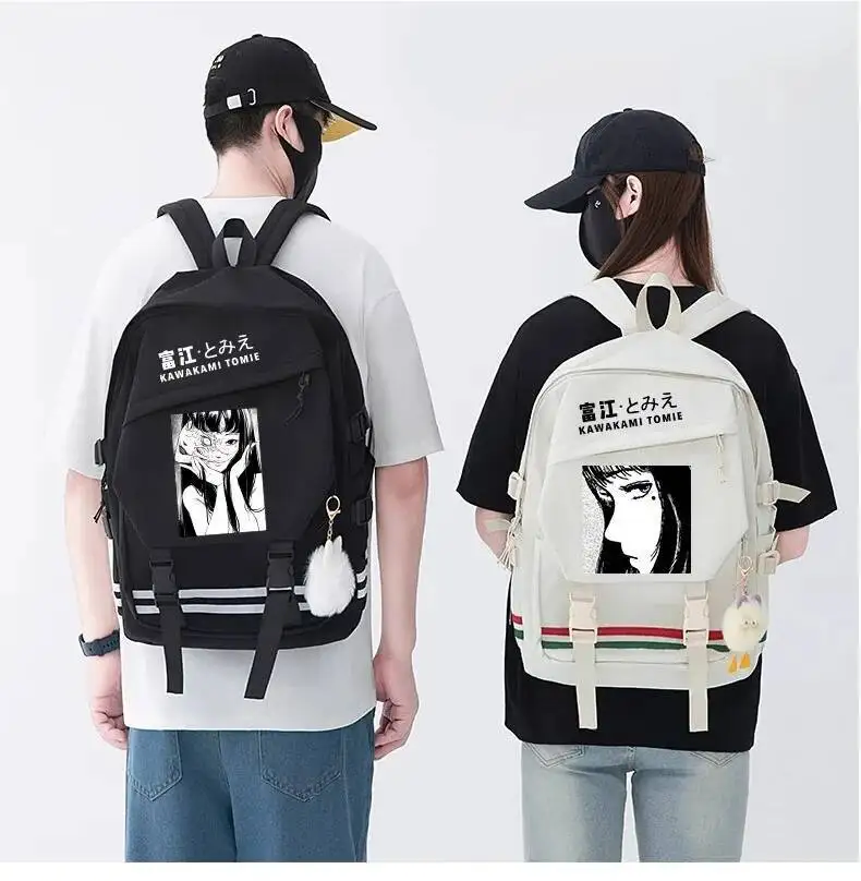 Tas Sekolah Siswa Anime Game Garis Hitam Itou Junji Tomie Kawakami Ransel Mochilas Kapasitas Besar untuk