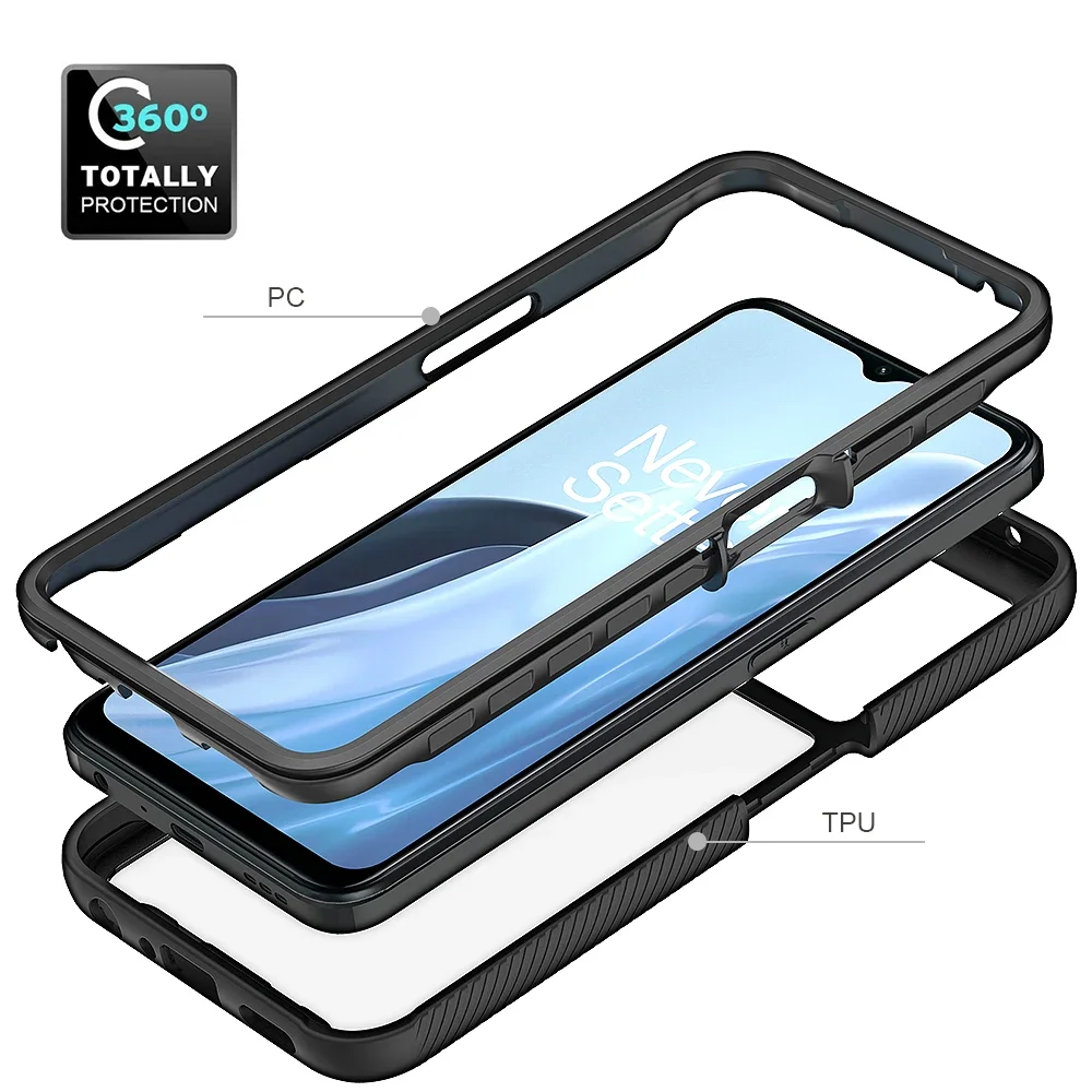 Hybrid Rugged Armor Shockproof Case For OnePlus Nord N300 N20 SE N200 10T 5G TPU Frame Hard Plastic Transparent Back Cover