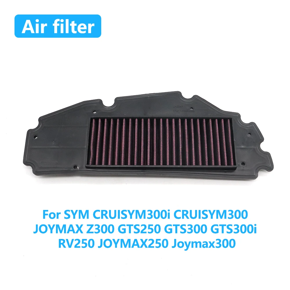 Мотоциклетный воздушный фильтр с высоким расходом для SYM GTS250 GTS300 RV250 Joymax250 Joymax300 CRUISYM 300 300i, аксессуары для очистки впускного отверстия Мотоциклетный воздушный фильтр с высоким расходом для SYM GTS250 GTS300 RV250 Joymax250 Joymax300 CRUISYM 300 300i, аксессуары для очистки впускного отверстия