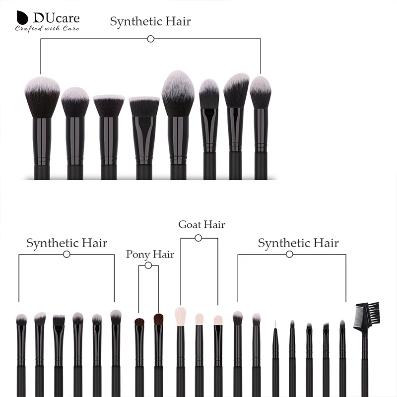 DUcare Makeup Brushes Professional Powder Foundation Eyeshadow Make Up Brushes Set Synthetic Goat Hair Cosmetic Brushes with Bag