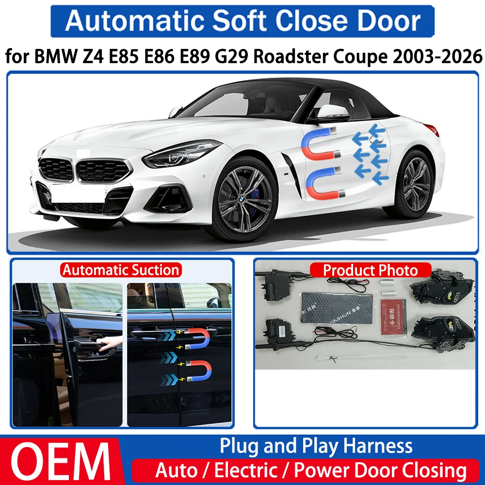 

for BMW Z4 E85 E86 E89 G29 Roadster Coupe 2003-2026 Car Automatic Soft Close Door Electric Suction Kit Auto Power Closing System