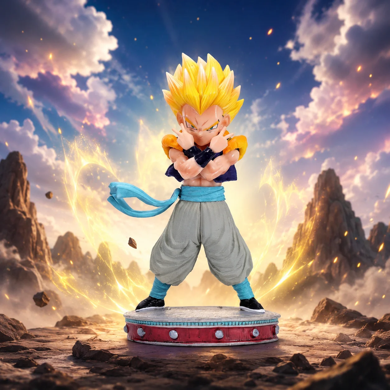 Dragon Ball Gotenks Anime Actionfigur Modell Statue Desktop-Ornament Sammlerstück Kleines Geschenk Halloween Weihnachten Valentinstag Geschenkdekoration