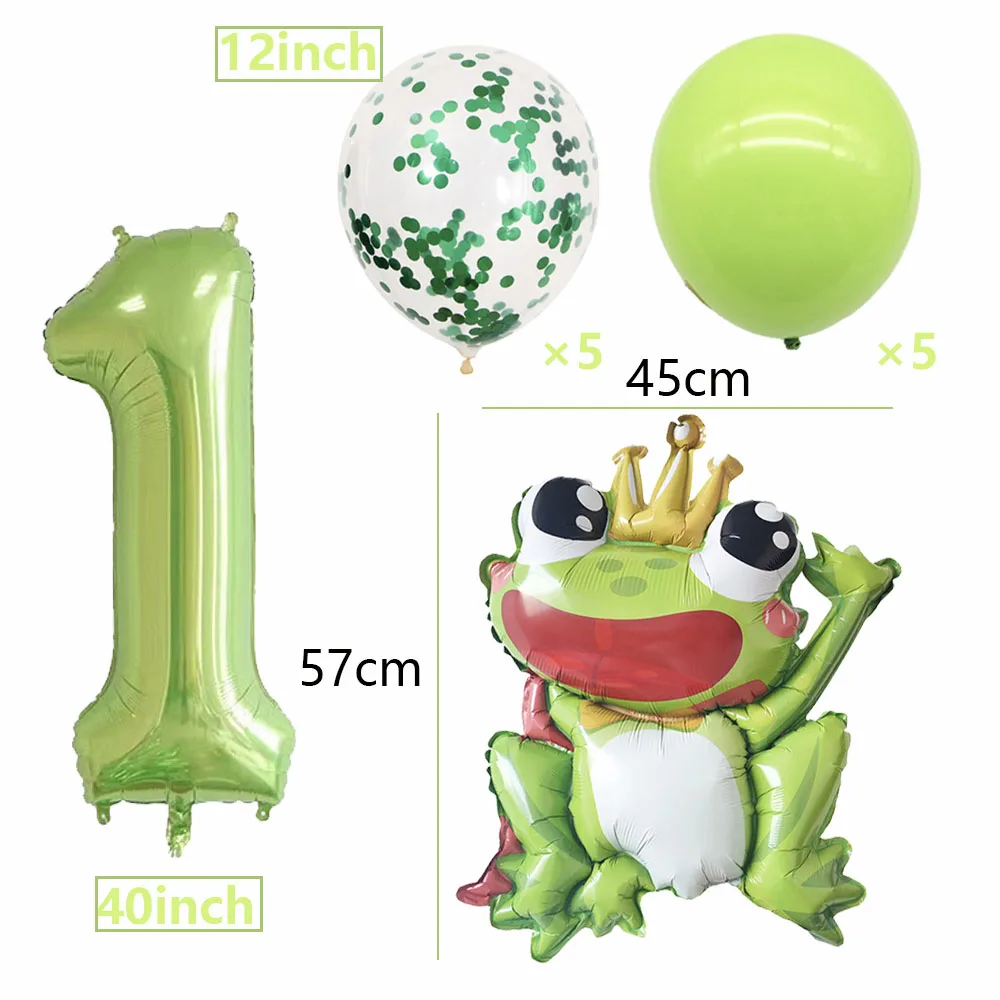 12 Stück Froschballon Der Froschprinz Folienballon Frosch Partydekorationen Baby 1 2 3 Jahre alt Babypartyzubehör – Detail 2