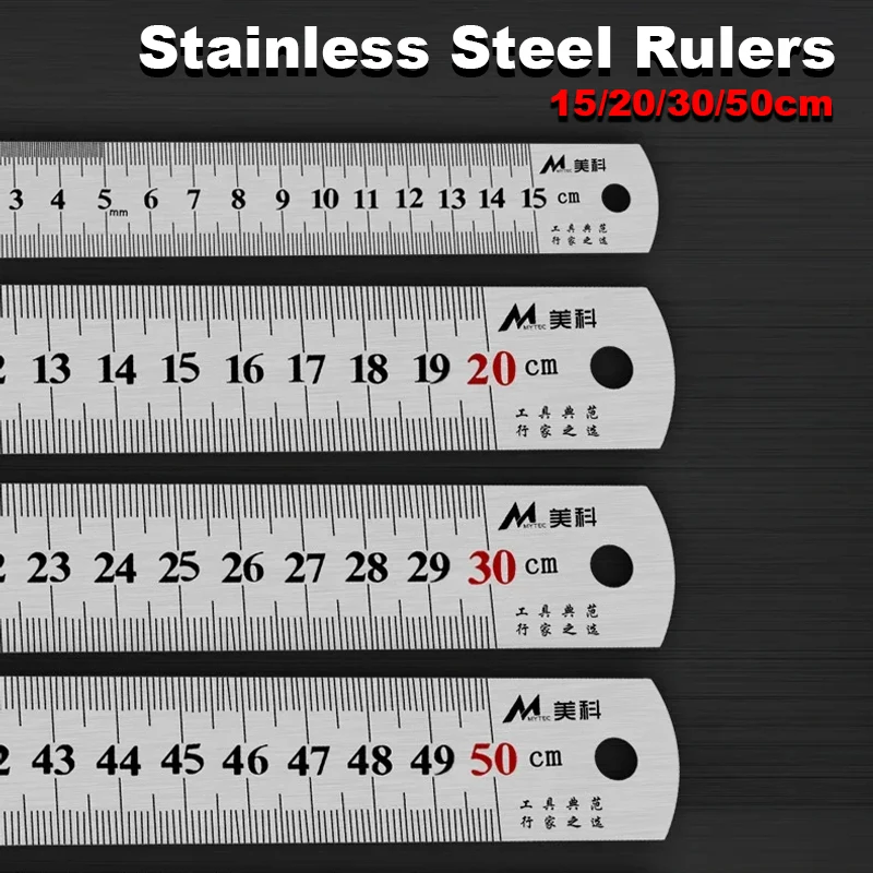 regua de 50 30 20 15cm dupla face centimetros escala regua metrica desenho arquitetura material de escritorio escolar aco inoxidavel 01