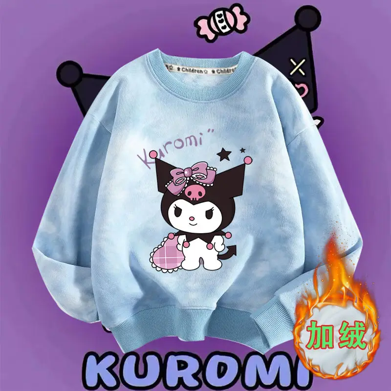 Kawaii Kuromi Sanrio الطلاب لطيف الكرتون ملابس رياضية مريحة الأطفال الدافئة هوديي بلوزة الأساس قميص هدية للأطفال