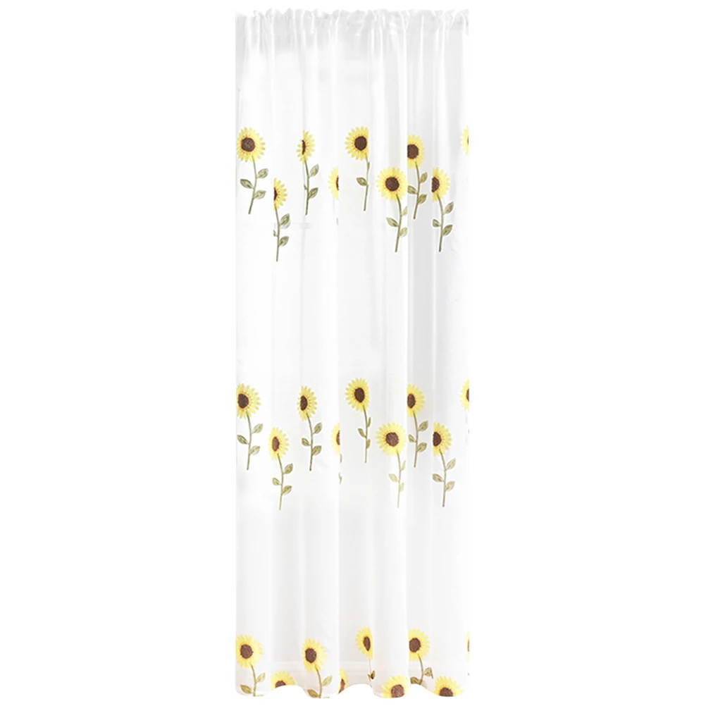 

Elegant Drape Sheer Curtains Privacy Drapes Sunflower Pattern Window Decor Bedroom Living Room Polyester Mesh Fabric