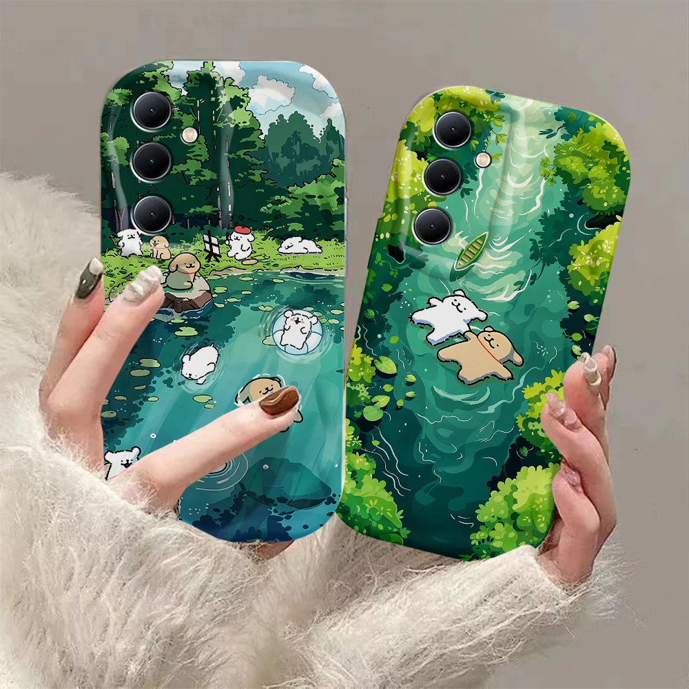 Cute Dog Malteses 3D Wave Case For OPPO Realme 12 11 10 9 8 7 7i 6 5 Pro Plus C67 C55 C31 C35 C11 C12 C15 C20 C21Y Cover