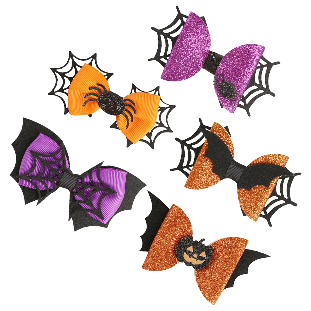 

5 Pcs Halloween Hair Decorations for Girls Spider Web Headdresses Toddler Glitter Clips naments Hair Bows
