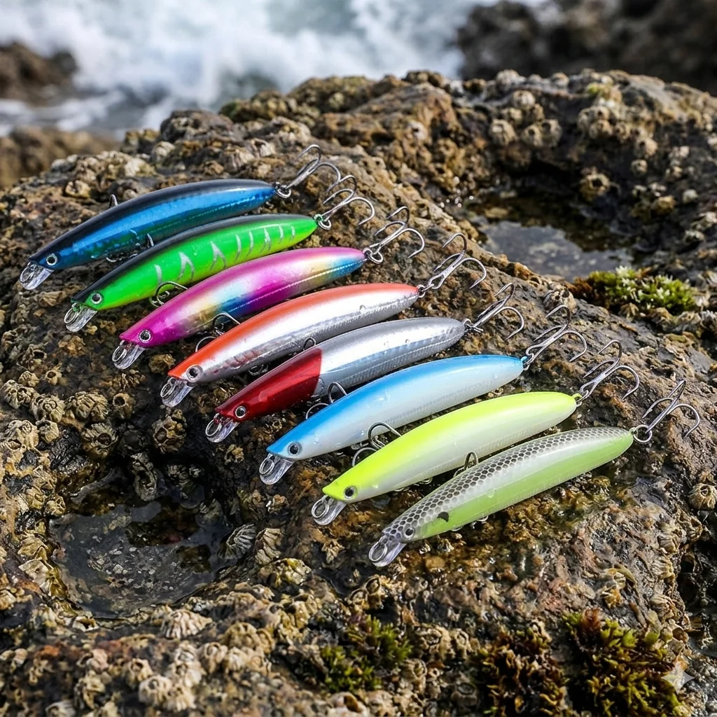 8 Stück 9cm 9g Minnow Angelköder 6 #   Haken, 0,5-1,5m Tieftaucher-Wobbler, Laser-Hartköder für Barsch, Hecht, Seebarsch, Forelle