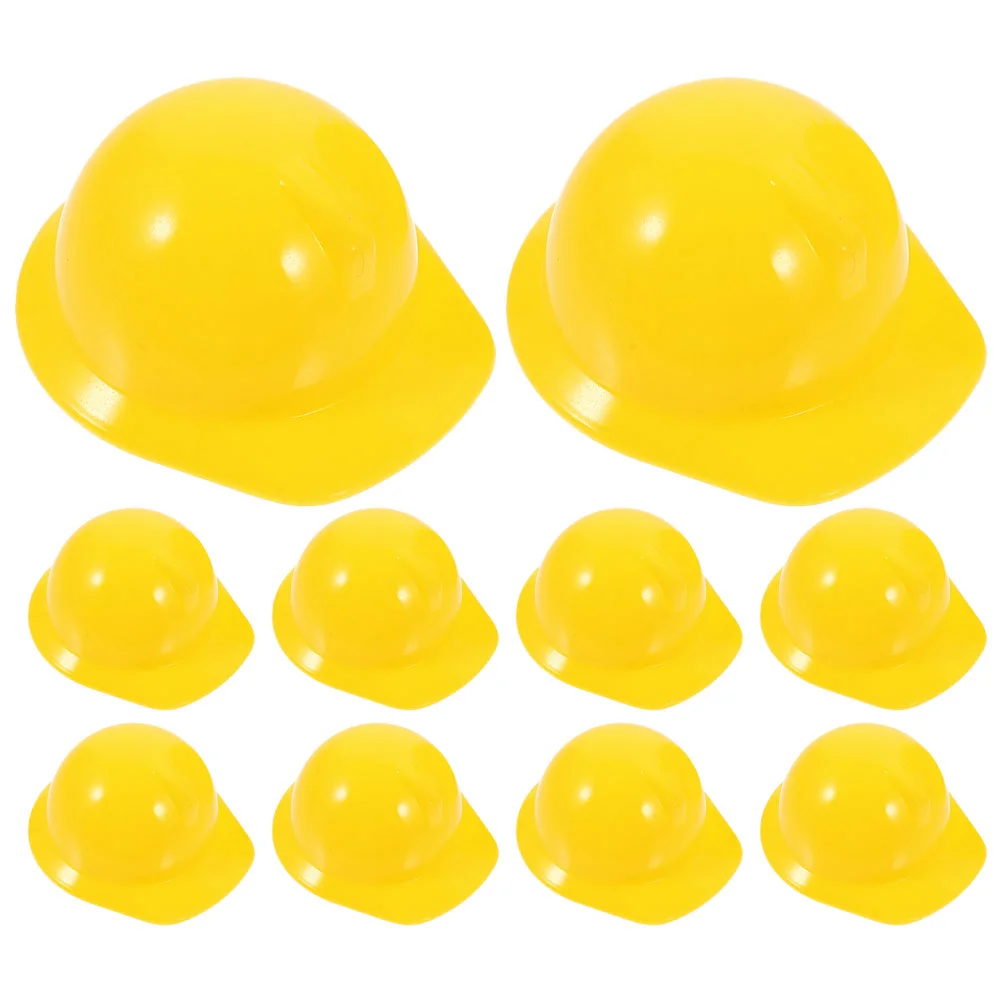 10 Pcs Mini Construction Hat Pet Safety Caps Baby Plastic Decor For Child Toys Girls