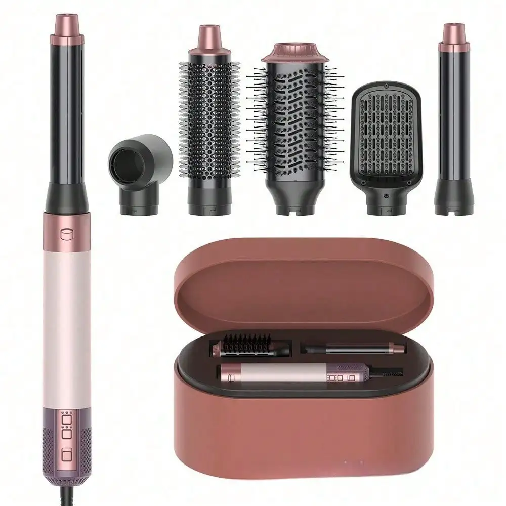 Six-in-one hot air comb multi-function automatic hair suction curling hair styling comb high-speed brushless hair dryer