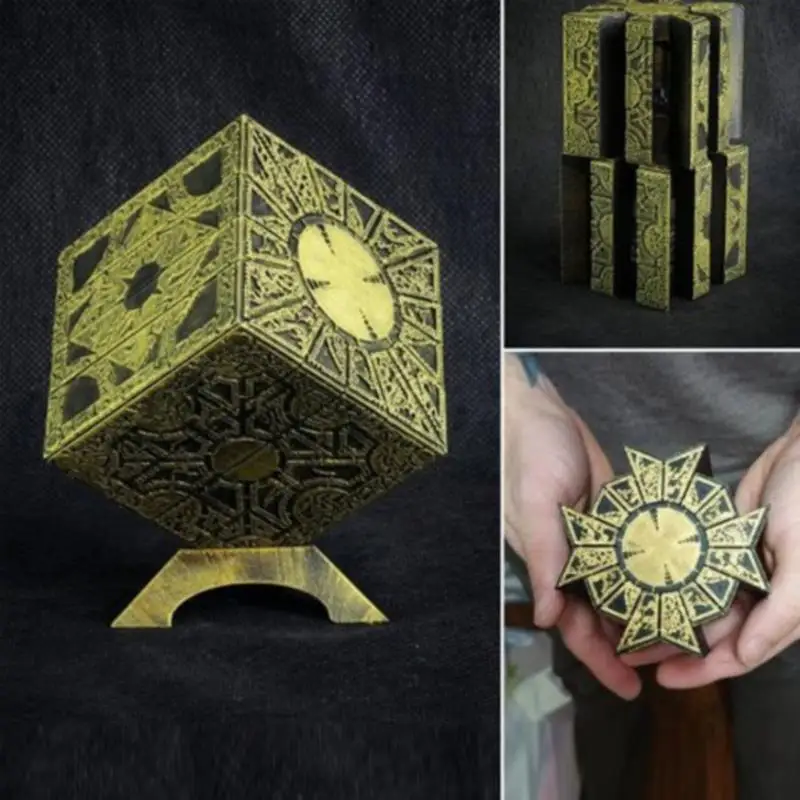 Caja de rompecabezas de Hellraiser, figuras de Terror móviles, Serie de películas, cubo Hellraiser, juguete de estatuilla de utilería de cabeza de