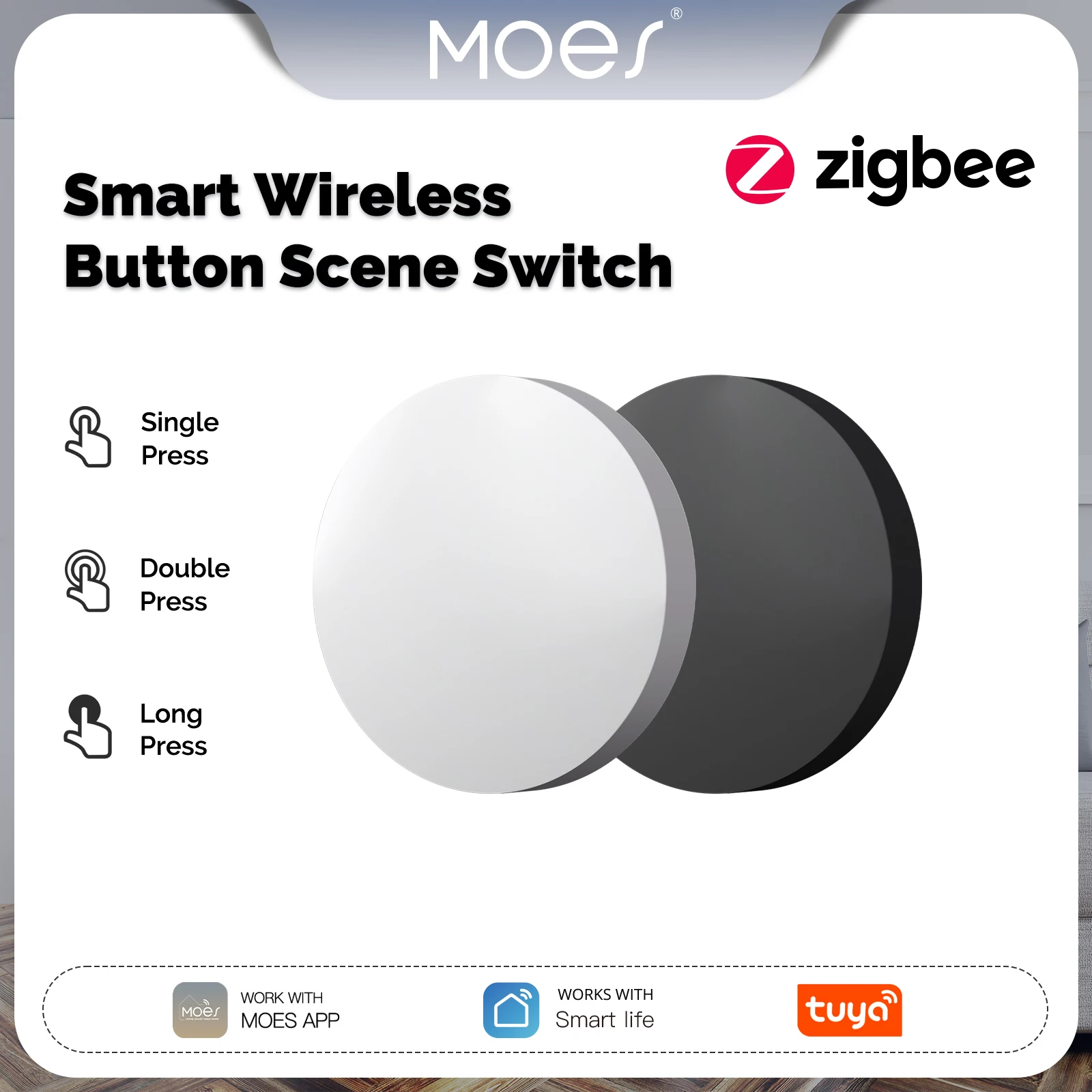 

MOES ZigBee умная беспроводная кнопка переключатель сцен Tuya на батарейках мобильная настройка многосценная связь беспроводной пульт дистанционного управления