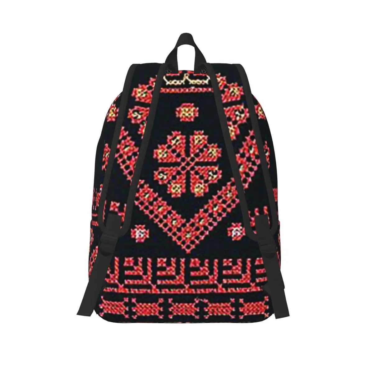 Three Flowers Palestinian Embroidery Student Backpack School Bag Hiking Travel Daypack Boys Girls Fashion Bookbag Shoulder Bags