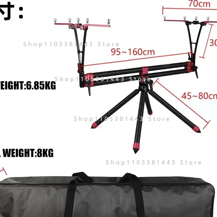 Full Metal Fishing Rod Holder Portable Fish Pole Support Wholesale Retractable Folding Aluminum Alloy 5 Heads Triangle Bracket