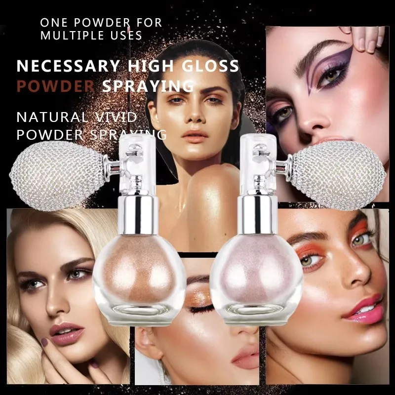 

Highlighter Powder Spray Fashion Glitter Waterproof High Gloss Diamond High Light Brightening Face Body Makeup Cosmetics